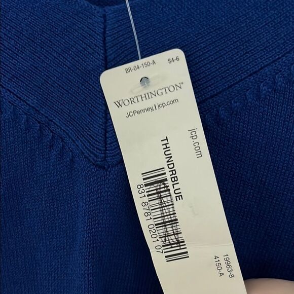 Worthington Thunder Blue Long Sleeve V Neck Fine Knit Sweater NWT Super … - Picture 6 of 11